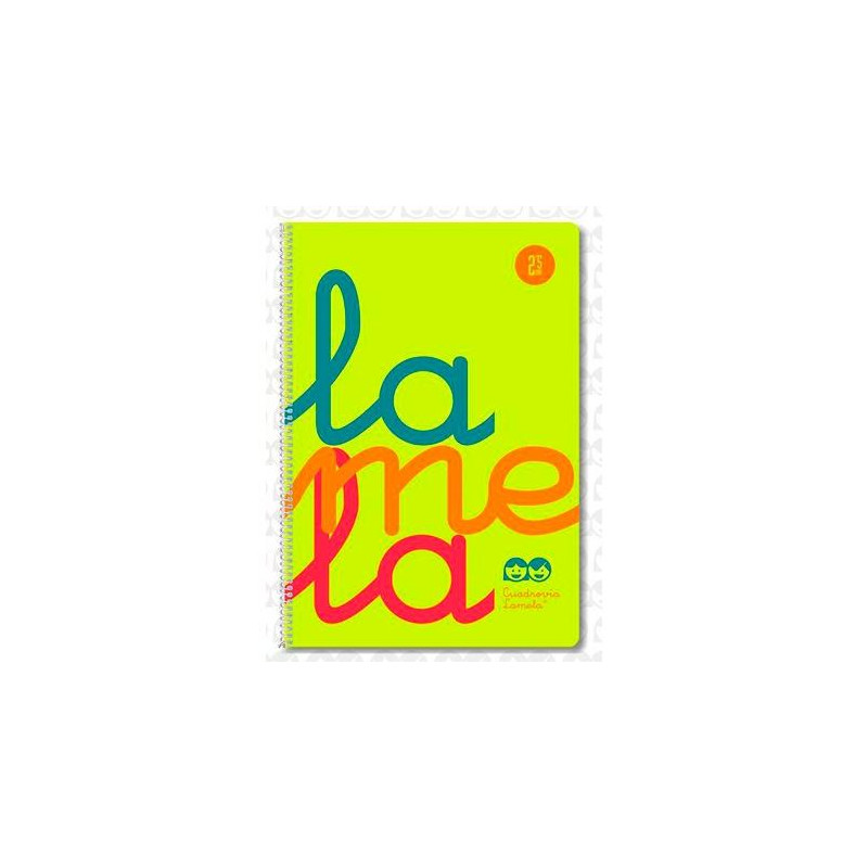 (7FTP005A) LAMELA CUADERNO ESPIRAL 80H FOLIO 90GR CUADROVÍA 5MM C/MARGEN CUBIERTA PP AMARILLO FLUORESCENTE
