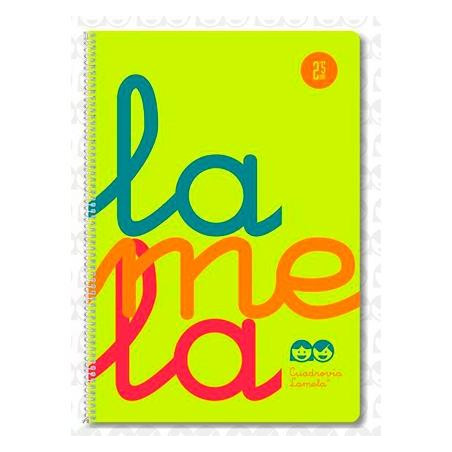 (7FTP005A) LAMELA CUADERNO ESPIRAL 80H FOLIO 90GR CUADROVÍA 5MM C/MARGEN CUBIERTA PP AMARILLO FLUORESCENTE