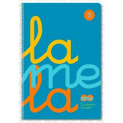 (7FTP005B) LAMELA CUADERNO ESPIRAL 80H FOLIO 90GR CUADROVÍA 5MM C/MARGEN CUBIERTA PP AZUL FLUORESCENTE