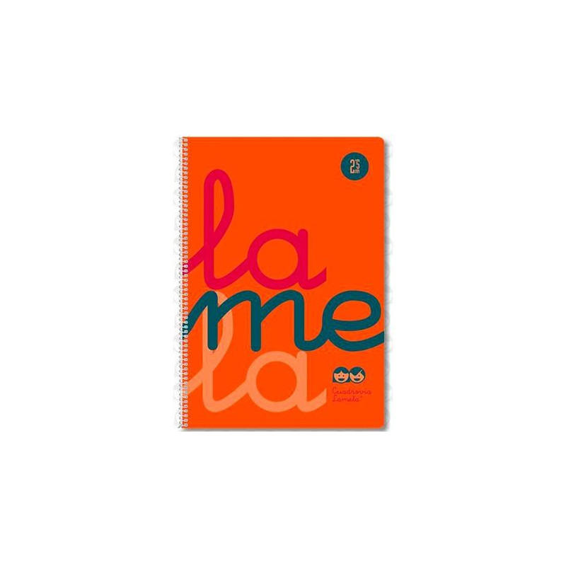 (7FTP005N) LAMELA CUADERNO ESPIRAL 80H FOLIO 90GR CUADROVÍA 5MM C/MARGEN CUBIERTA PP NARANJA FLUORESCENTE