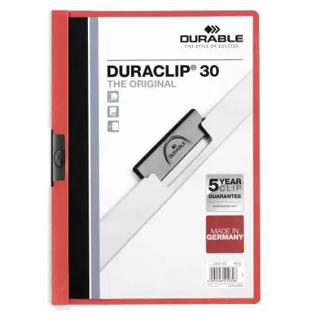(220003) DURABLE CARPETA DOSSIER PINZA DURACLIP 30 ROJO A4 -25U-