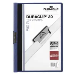 (220007) DURABLE CARPETA DOSSIER PINZA DURACLIP 30 AZUL OSCURO A4 -25U-
