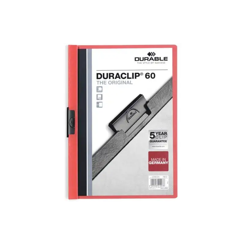 (220903) DURABLE CARPETA DOSSIER PINZA DURACLIP 60 ROJO A4 -25U-