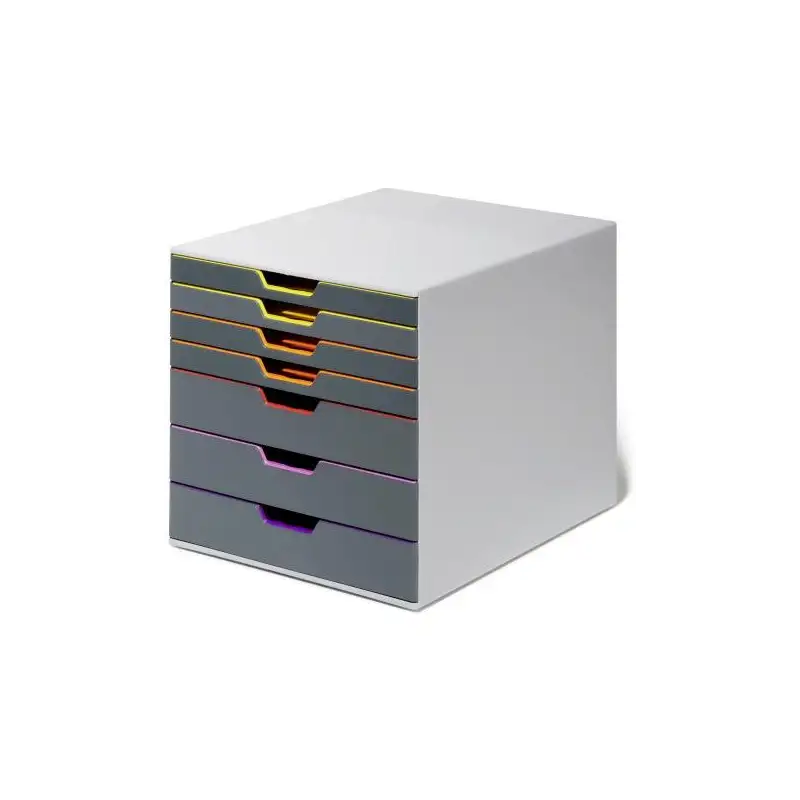 (760727) DURABLE MÓDULO SOBREMESA VARICOLOR 7 CAJONES PLÁSTICO A/CALIDAD GRIS/MULTICOLOR