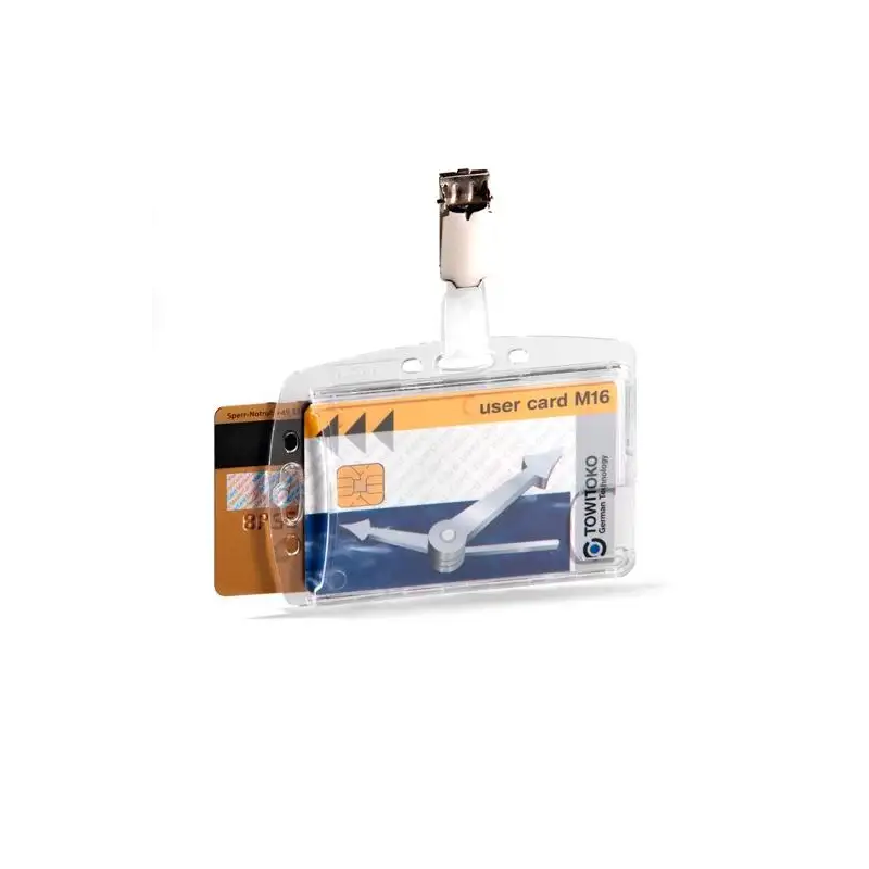 (801319) DURABLE IDENTIFICADOR RÍGIDO CON PINZA CERRADO PARA 2 TARJETAS TRANSPARENTE