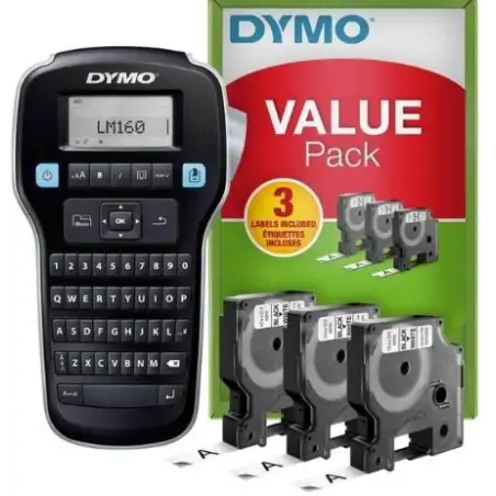 (2142267/2181011) DYMO ETIQUETADORA - ROTULADORA ELECTRÓNICA LM160 + 3 CINTAS D1 DE 12MM NEGRO SOBRE BLANCO (45013) (VALUE PACK)