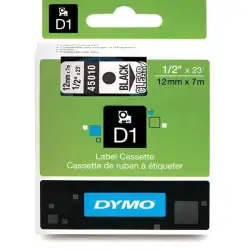 (S0720500) DYMO CINTA DE TRANSFERENCIA TERMICA D1 45010. ETIQUETAS ESTÁNDAR NEGRO SOBRE TRANSPARENTE DE 12MMX7M. POLIESTER AU...
