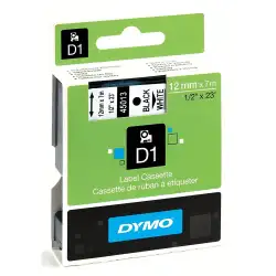 (S0720530) DYMO CINTA DE TRANSFERENCIA TERMICA D1 45013. ETIQUETAS ESTÁNDAR NEGRO SOBRE BLANCO DE 12MMX7M . POLIESTER AUTOADH...