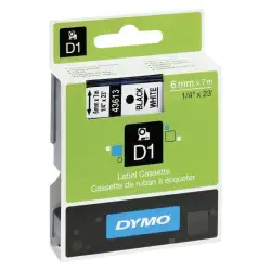 (S0720780) DYMO CINTA DE TRANSFERENCIA TERMICA D1 43613. ETIQUETAS ESTÁNDAR NEGRO SOBRE BLANCO 6MMX7M. POLIESTER AUTOADHESIVA...