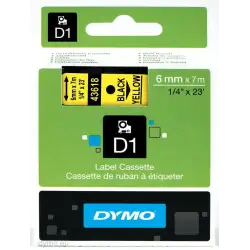 (S0720790) DYMO CINTA DE TRANSFERENCIA TERMICA D1 43618. NEGRO SOBRE AMARILLO DE 6MMX7M. POLIESTER AUTOADHESIVA