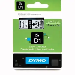 (S0720820) DYMO CINTA DE TRANSFERENCIA TÉRMICA D1 45800. ETIQUETAS ESTÁNDAR NEGRO SOBRE TRANSPARENTE DE 19MMX7M. POLIESTER AU...