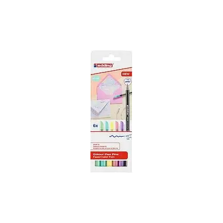 (1200-6 S) EDDING ROTULADOR 1200 PUNTA FINA COLORES SURTIDOS PASTEL ESTUCHE 6 UD