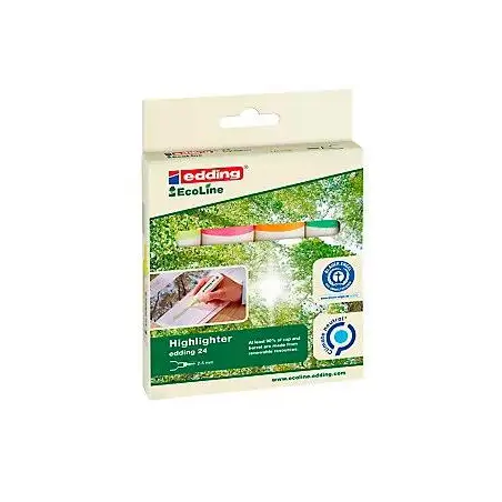 (24-4-S) EDDING MARCADOR FLUORESCENTE 24 ECOLINE C/SURTIDOS ESTUCHE CARTÓN 4 UD