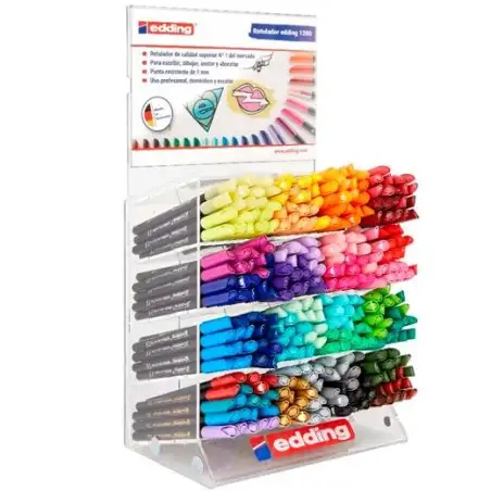 (4-71200) EDDING ROTULADOR 1200 PUNTA FINA COLORES SURTIDOS EXPOSITOR 320 UD