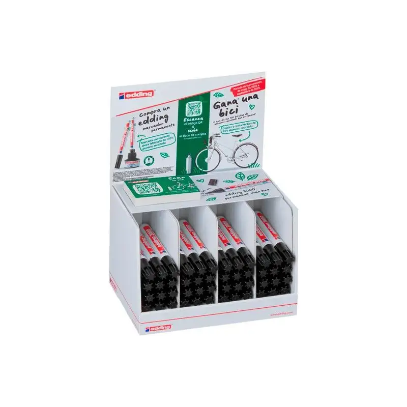 (E-3000) EDDING MARCADOR PERMANENTE 3000 NEGRO EXPOSITOR 48 UD