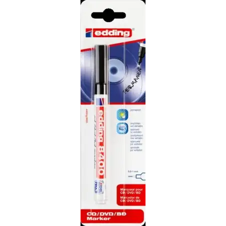 (e-8400-1-1-4001) EDDING MARCADOR PERMANENTE CD/DVD/BDS NEGRO BLÍSTER 1 UD