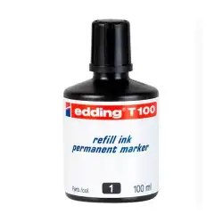 (T100-01) EDDING FRASCO DE TINTA T100 PARA ROTULADOR PERMANENTE 100ML NEGRO