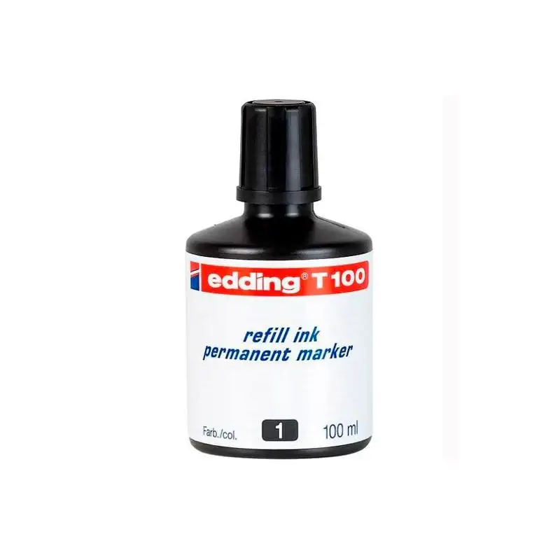 (T100-01) EDDING FRASCO DE TINTA T100 PARA ROTULADOR PERMANENTE 100ML NEGRO