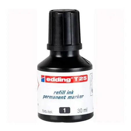 (T25001) EDDING FRASCO DE TINTA T25 PARA ROTULADOR PERMANENTE 30ML NEGRO
