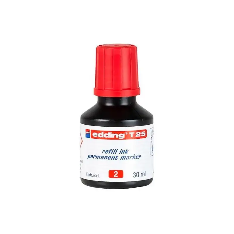 (T25002) EDDING FRASCO DE TINTA T25 PARA ROTULADOR PERMANENTE 30ML ROJO