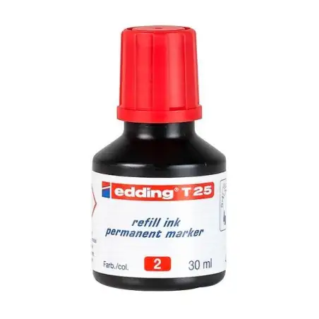 (T25002) EDDING FRASCO DE TINTA T25 PARA ROTULADOR PERMANENTE 30ML ROJO