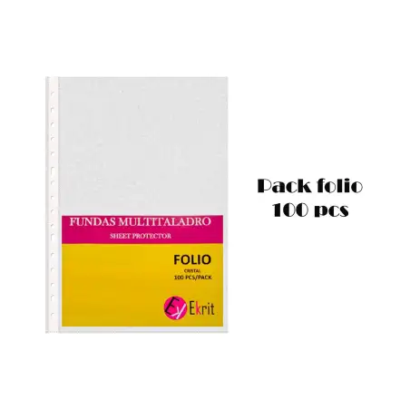 (SSP-100-80F) EKRIT FUNDAS MULTITALADRO 16 PP CRISTAL FOLIO 80 MICRAS - BOLSA 100U-