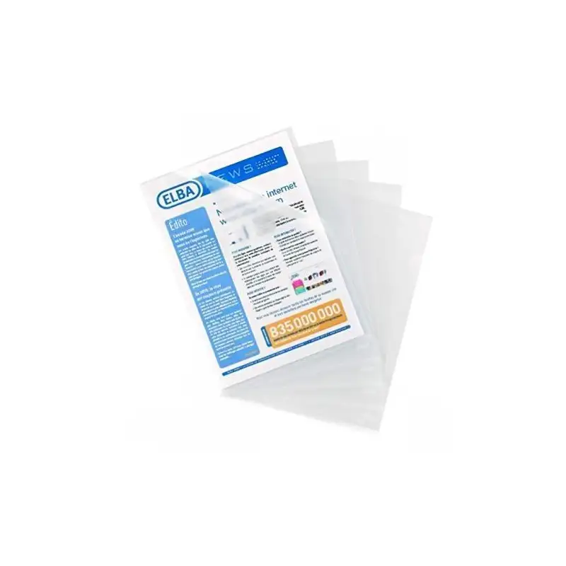 (400005376) ELBA DOSSIER UÑERO STANDARD FOLIO PP 120 MICRAS PIEL DE NARANJA TRANSPARENTE CAJA 100 UD