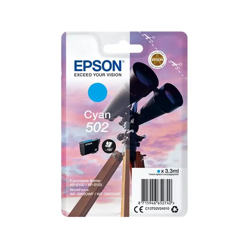 (C13T02V24010) EPSON SINGLEPACK CYAN 502 INK (XP-5100