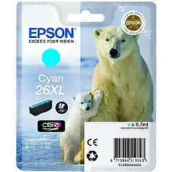 (C13T26324012) EPSON TINTA CIAN CLARIA PREMIUM XP 510 520 600 605 610 615 620 625 700 710 720 800 810 820 - 26XL ALTA CAPACIDAD
