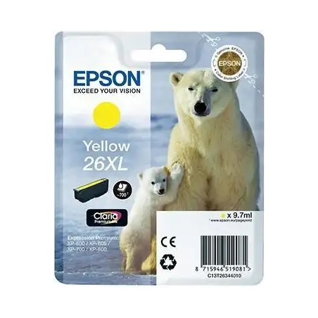 (C13T26344012) EPSON TINTA AMARILLO CLARIA PREMIUM XP 510 520 600 605 610 615 620 625 700 710 720 800 810 820 - 26XL ALTA CAP...