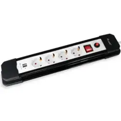 (245553) EQUIP REGLETA CON 4 TOMAS + 2 USB CON CABLE DE 1´5 M.Y BOTÓN DE APAGADO Y ENCENDIDO