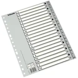 (47139) ESSELTE ABECEDARIO SEPARADOR MULTITALADRO POLIPROPILENO FOLIO GRIS CON CARÁTULA ÍNDICE CARTÓN BLANCO / NEGRO