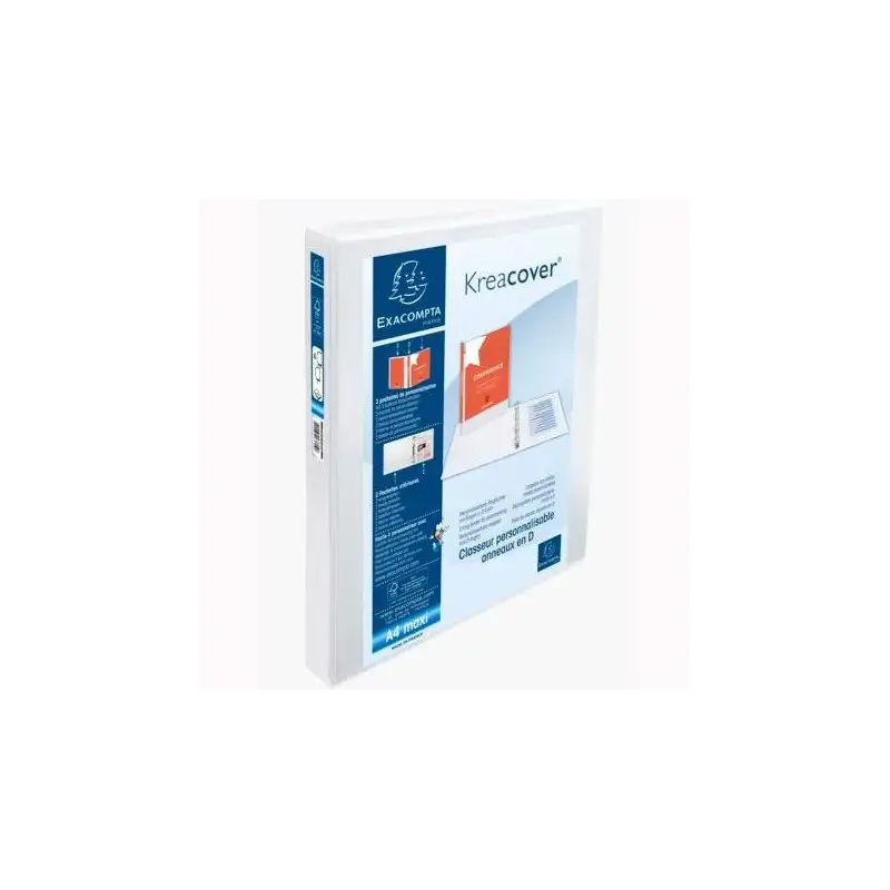 (51842E) EXACOMPTA CARPETA 4 ANILLAS MIXTAS 30MM KREACOVER FORRADA PP A4+ PERSONALIZABLE 3 BOLSOS EXTERIORES BLANCO