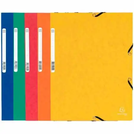 (55300E) EXACOMPTA CARPETA CARTÓN LUSTRADO 355 GR TRES SOLAPAS GOMAS A4 SURTIDO -10U-