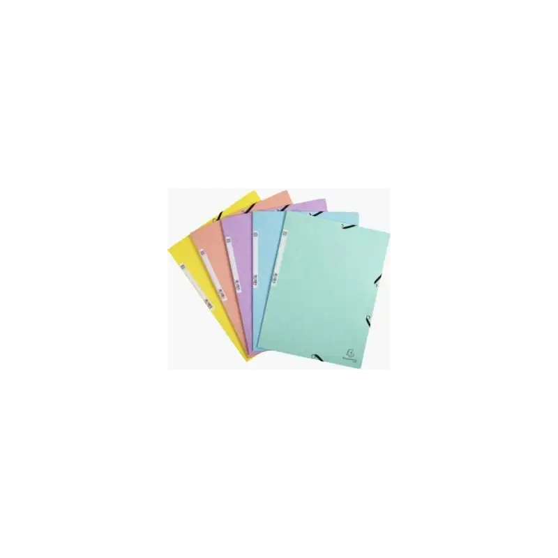 (55560E) EXACOMPTA CARPETA AQUAREL CARTÓN LUSTRADO 400 GR TRES SOLAPAS GOMAS A4 MATE SURTIDOS PASTEL -5U-