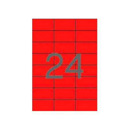 (01593) APLI ETIQUETAS ADHESIVAS 70X37MM INKJET/LÁSER C/RECTOS 24 X 20H ROJO