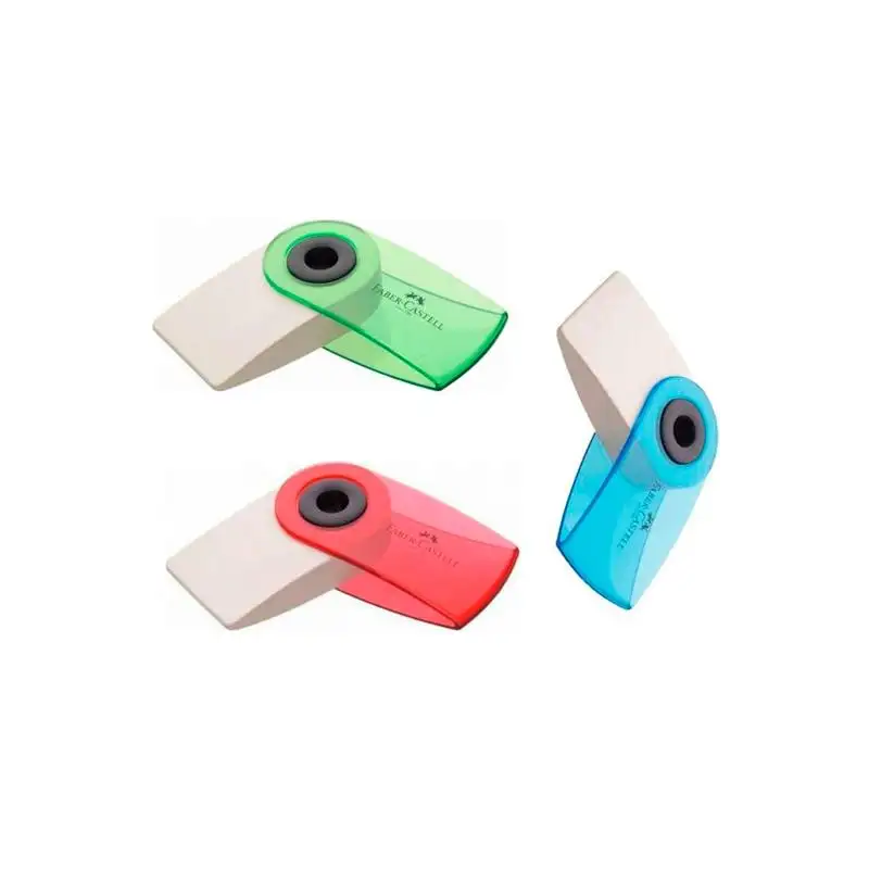 (182412) FABER CASTELL GOMA DE BORRAR SLEEVE MINI CON FUNDA COLORES SURTIDOS TRANSLÚCIDOS