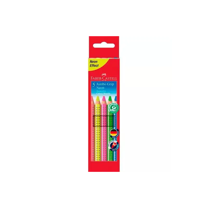 (110994) FABER CASTELL LÁPICES DE COLORES JUMBO GRIP C/SURTIDOS NEÓN ESTUCHE 5 UD