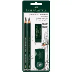(119398) FABER CASTELL SET DE DIBUJO JUMBO 9000 NEGRO -BLISTER 4 PIEZAS-