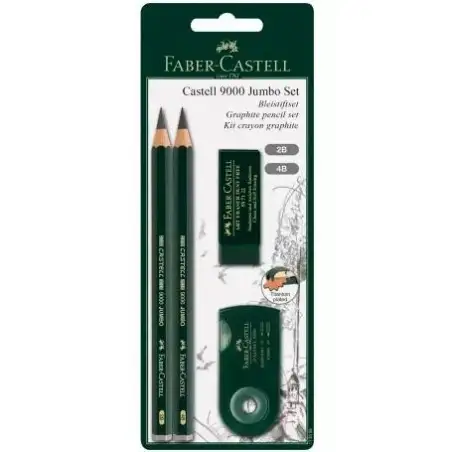(119398) FABER CASTELL SET DE DIBUJO JUMBO 9000 NEGRO -BLISTER 4 PIEZAS-