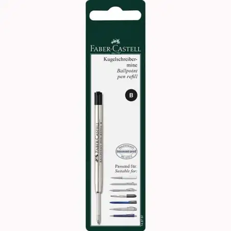 (148787) FABER CASTELL RECAMBIO PARA BOLÍGRAFO GRAN CAPACIDAD B NEGRO EN BLISTER