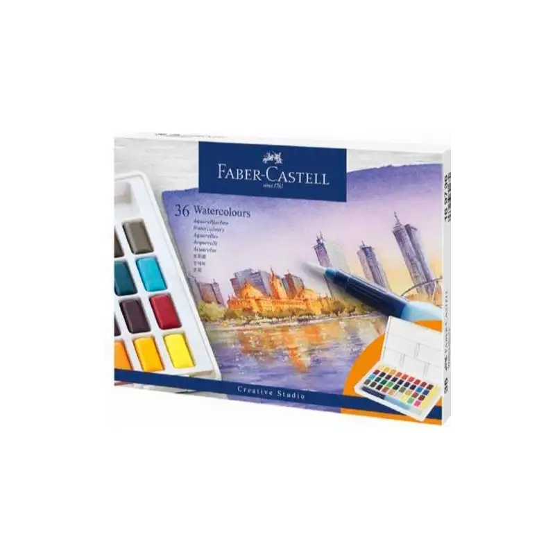 (169736) FABER CASTELL ACUARELAS EN PASTILLAS CREATIVE STUDIO COLORES SURTIDOS ESTUCHE 36 UD
