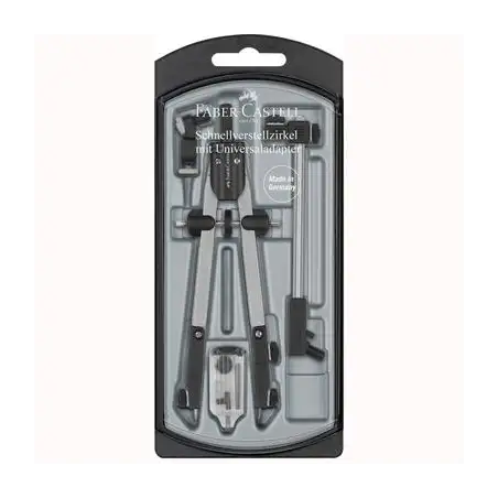 (174045) FABER CASTELL COMPÁS DE AJUSTE RÁPIDO ADAPTADOR UNIVERSAL ALARGADERA Y ACCESORIOS