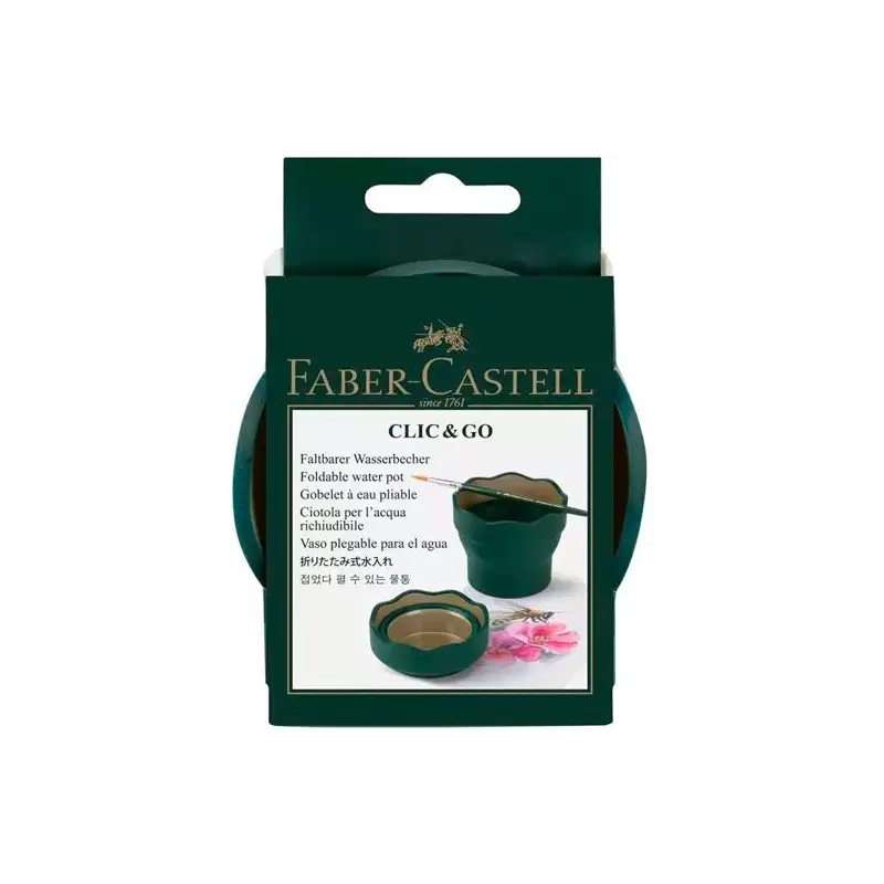 (181520) FABER CASTELL VASO PLEGABLE PARA EL AGUA CLIC&GO VERDE OSCURO