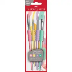 (481620) FABER CASTELL PINCELES DIFERENTES FORMATOS COLORES PASTEL JUEGO 4 UD BLÍSTER