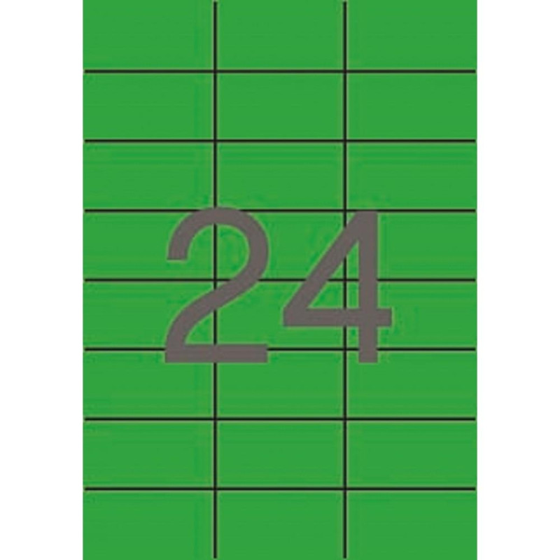 (01594) APLI ETIQUETAS ADHESIVAS 70X37MM INKJET/LÁSER C/RECTOS 24 X 20H VERDE
