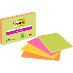 (7100234637) POST-IT BLOC NOTAS PARA REUNIONES SUPER STICKY BLOC 45H 203X152MM C/SURTIDOS NEÓN PACK 4 UD