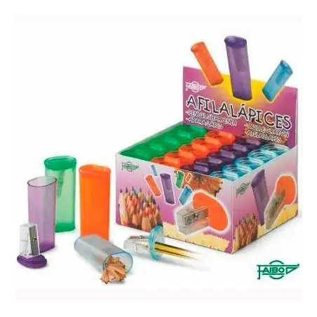 (2101) FAIBO AFILALÁPICES CON DEPÓSITO PARA LÁPICES FINOS C/SURTIDOS EXPOSITOR 20 UD