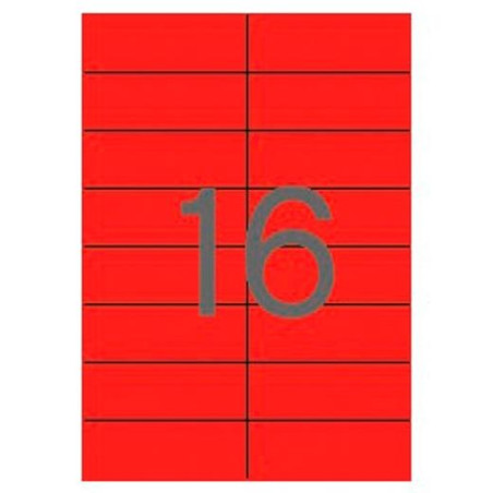 (01597) APLI ETIQUETAS ADHESIVAS 105X37MM INKJET/LÁSER C/RECTOS 16 X 20H ROJO FLUORESCENTE