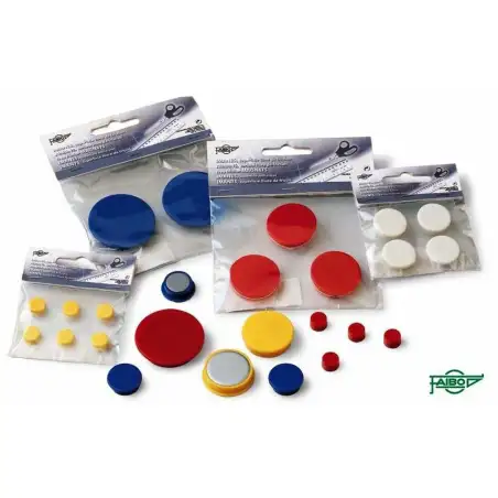 (56-10-07) FAIBO IMAN REDONDO PARA PIZARRA MAGNETICA 10MM AZUL BOLSA DE 20 UNIDADES
